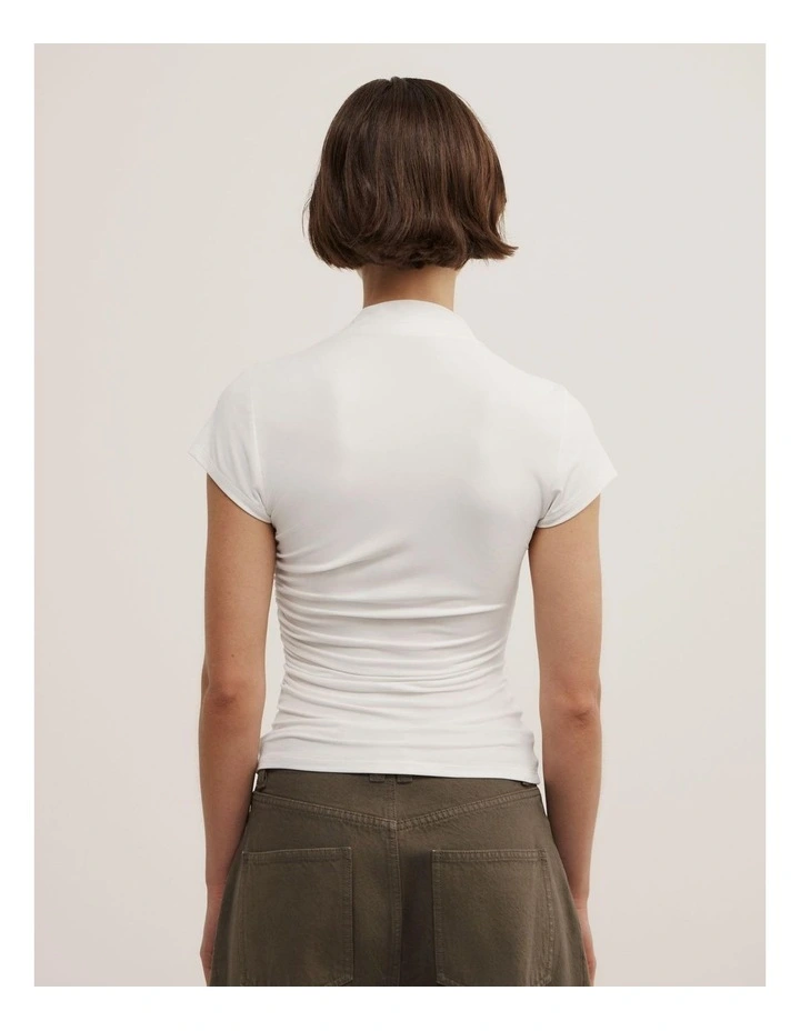 Wrap Cap Sleeve T-shirt in Fresh White image 3