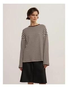 Crew Long Sleeve Stripe T-shirt in Espresso Stripe