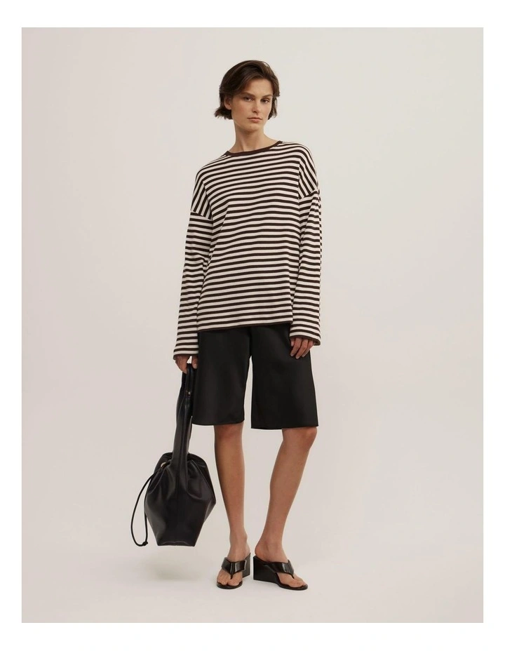 Crew Long Sleeve Stripe T-shirt in Espresso Stripe image 2