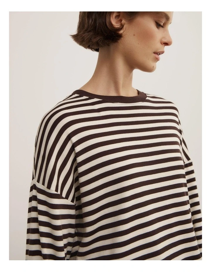 Crew Long Sleeve Stripe T-shirt in Espresso Stripe image 4