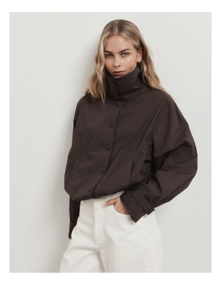 Poplin Funnel Jacket in Espresso image 2
