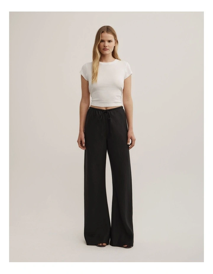 Bias Linen Pant in Black image 1