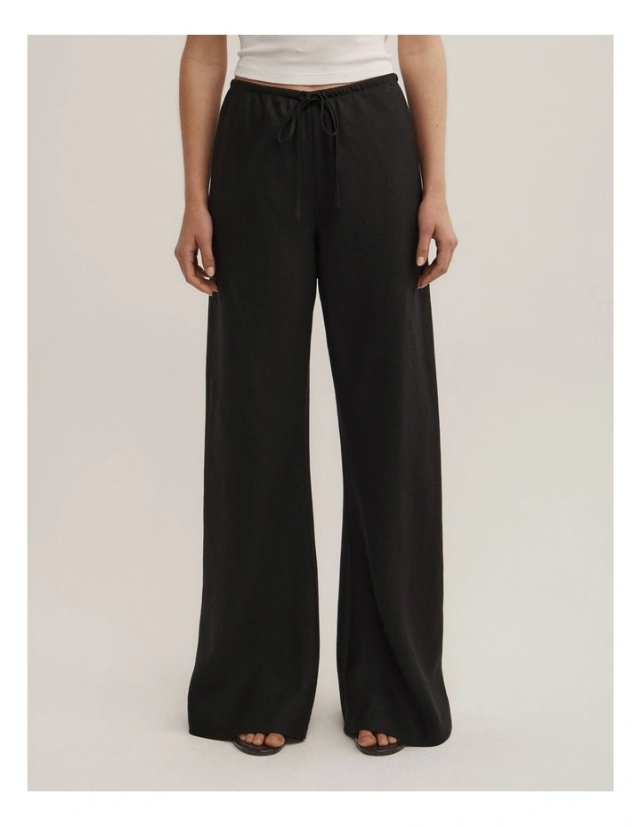 Bias Linen Pant in Black image 2