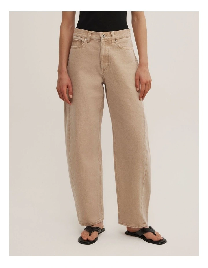 Barrel Leg Jeans in Washed Sand image 1
