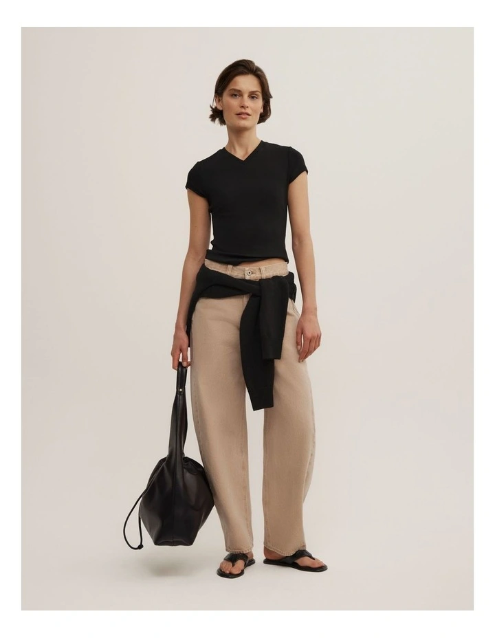 Barrel Leg Jeans in Washed Sand image 2
