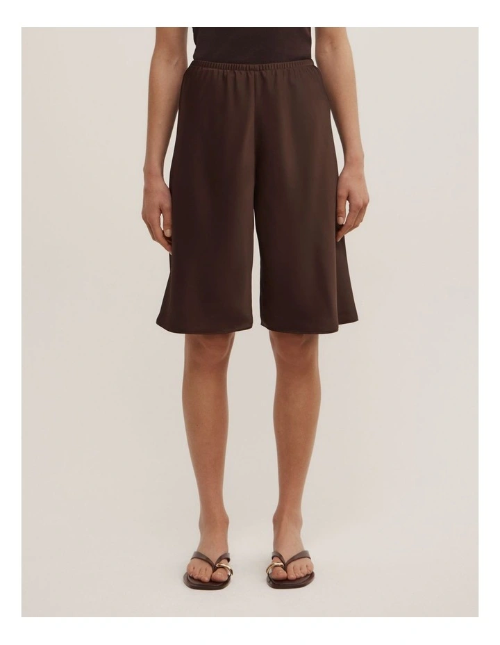 Satin Bermuda Short in Espresso image 2