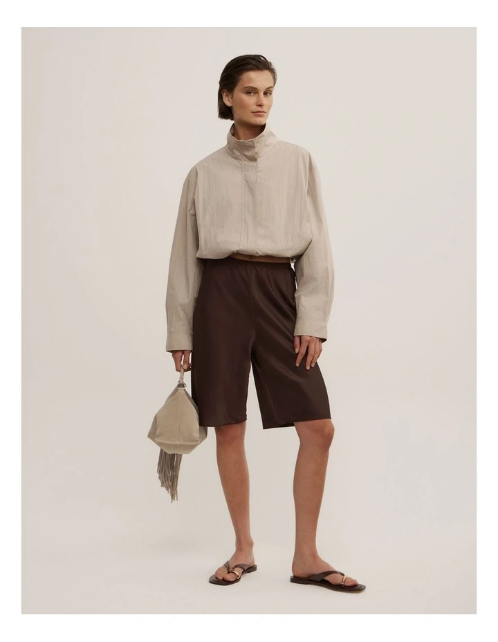 Satin Bermuda Short in Espresso image 4
