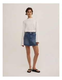 Denim Mini Skirt in Horizon Blue