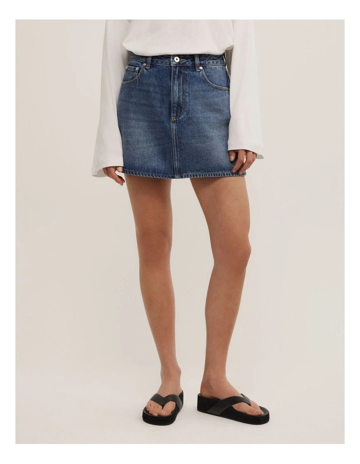 Denim Mini Skirt in Horizon Blue image 2