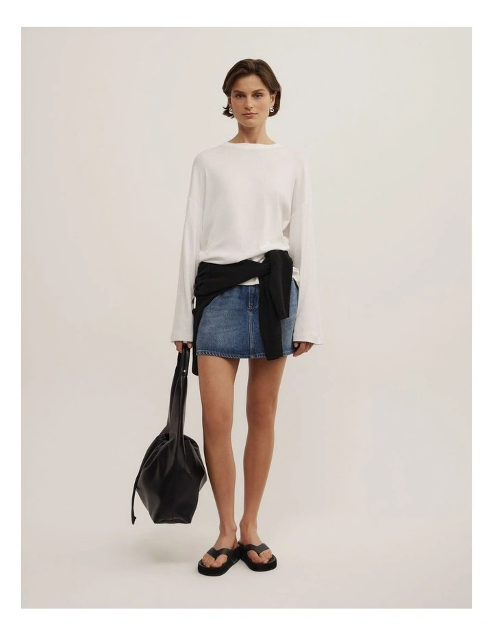 Denim Mini Skirt in Horizon Blue image 4