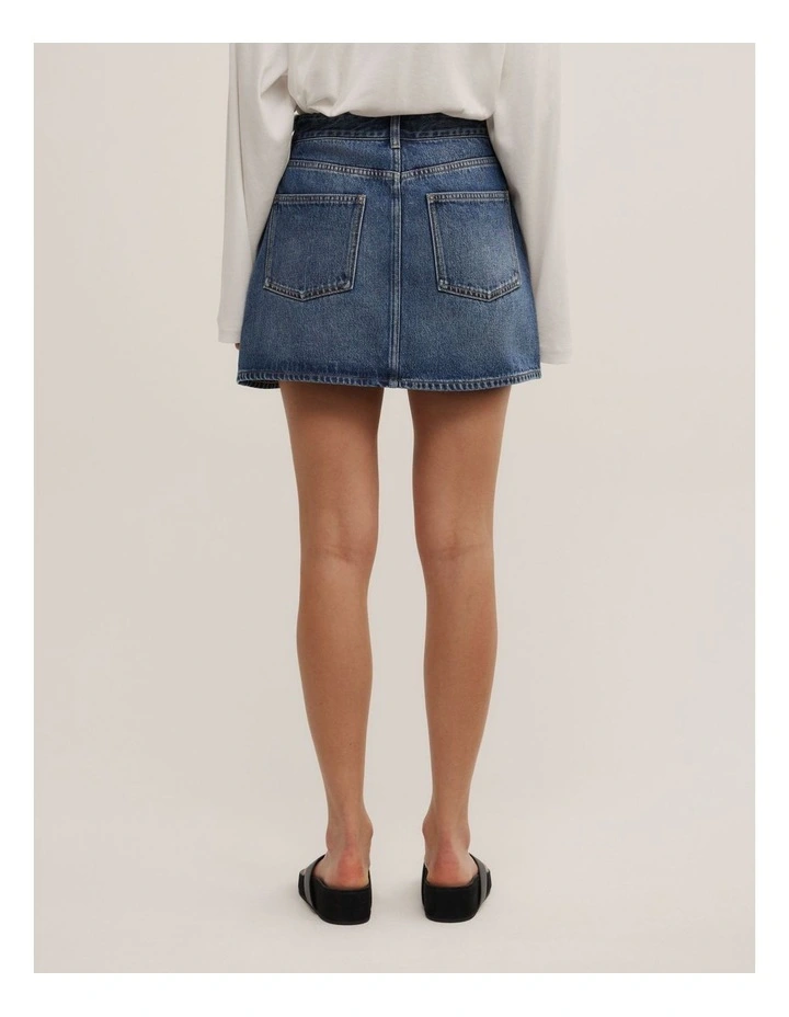Denim Mini Skirt in Horizon Blue image 5