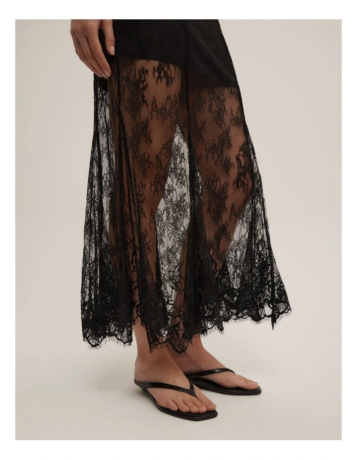 Lace Panel Maxi Skirt in Black image 6