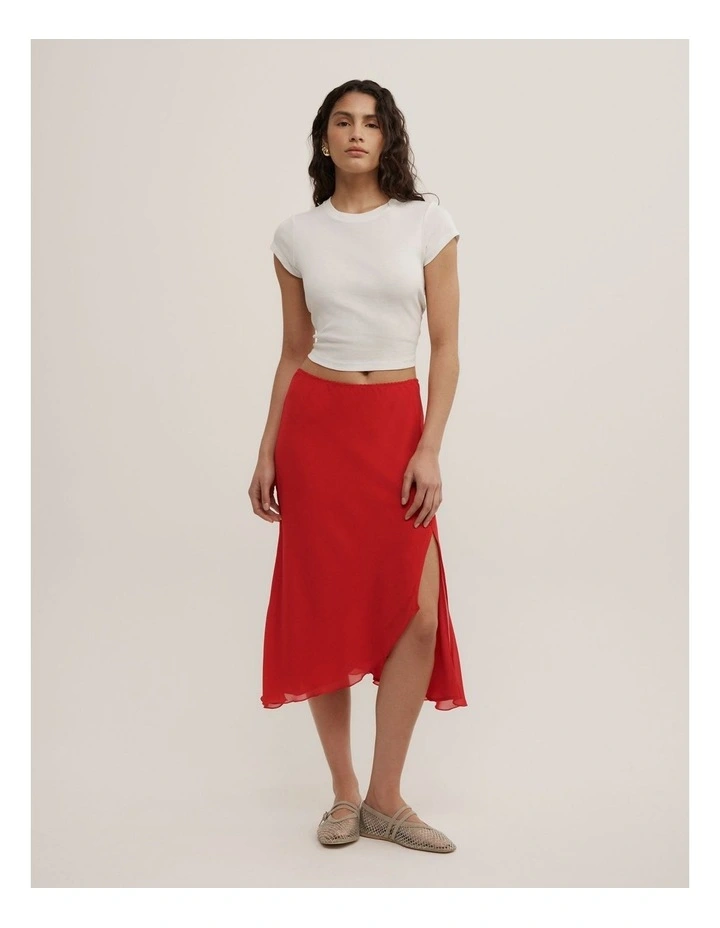 Asymmetric Soft Skirt in Scarlet image 1