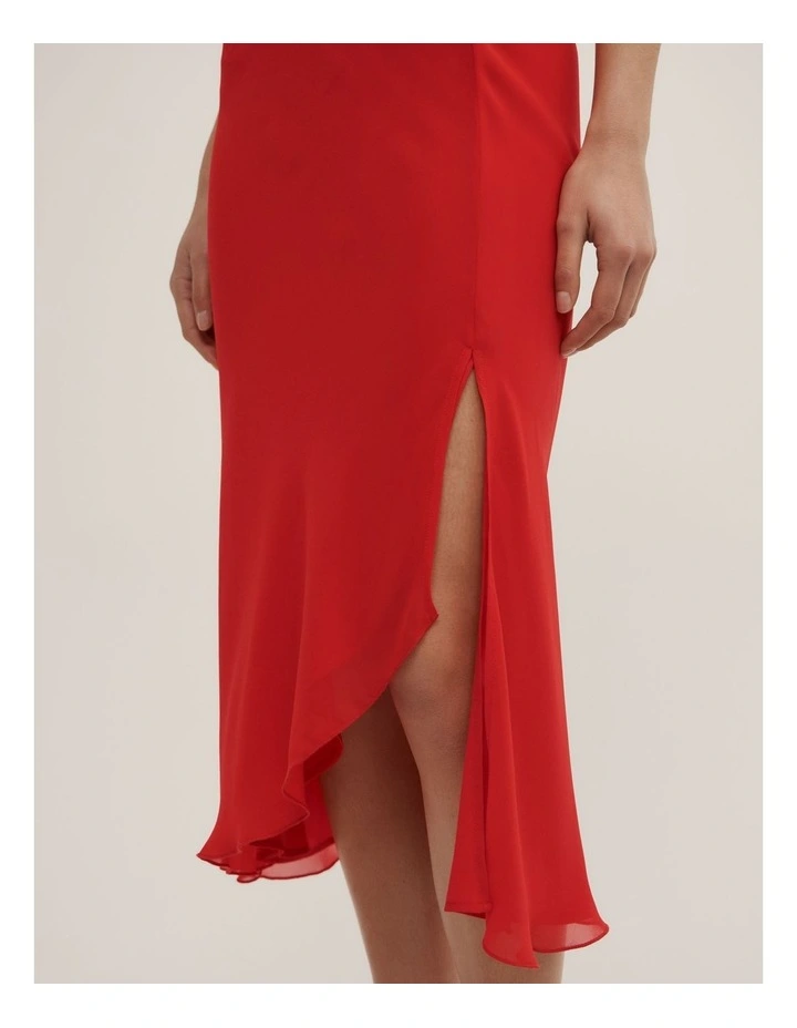 Asymmetric Soft Skirt in Scarlet image 3