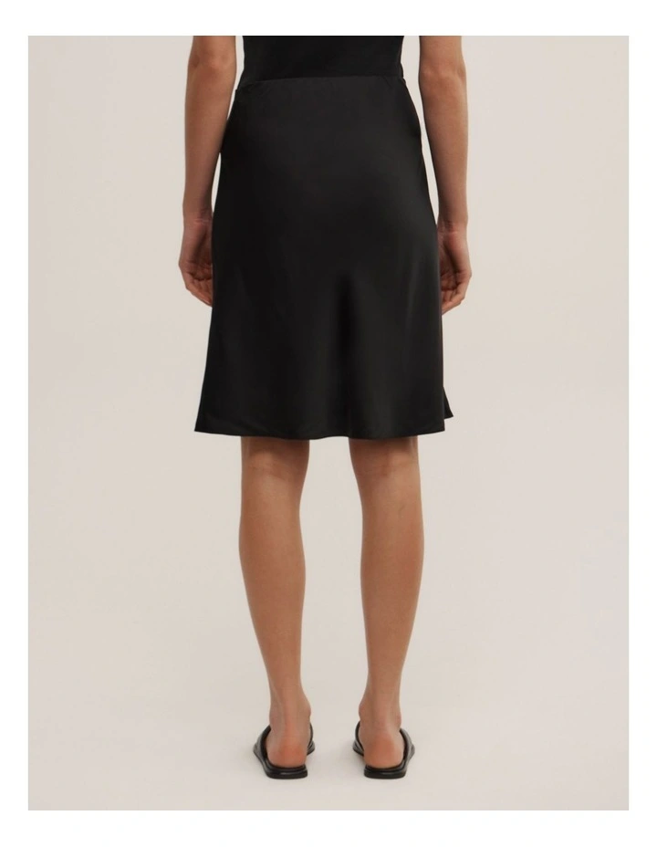 Satin Midi Skirt in Black image 4