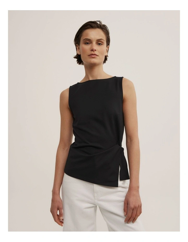Split Detail Twist Tank in Black image 1