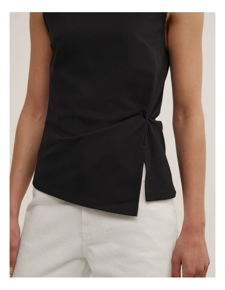 Split Detail Twist Tank in Black image 3
