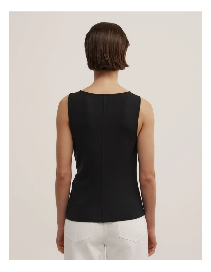 Split Detail Twist Tank in Black image 4