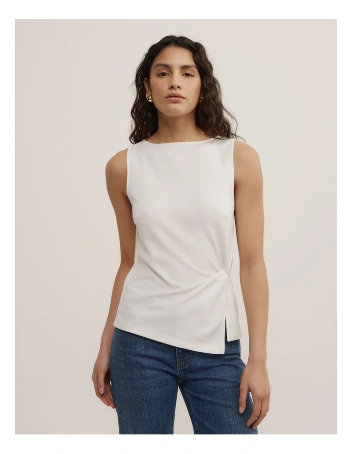 Split Detail Twist Tank in Fresh White image 1