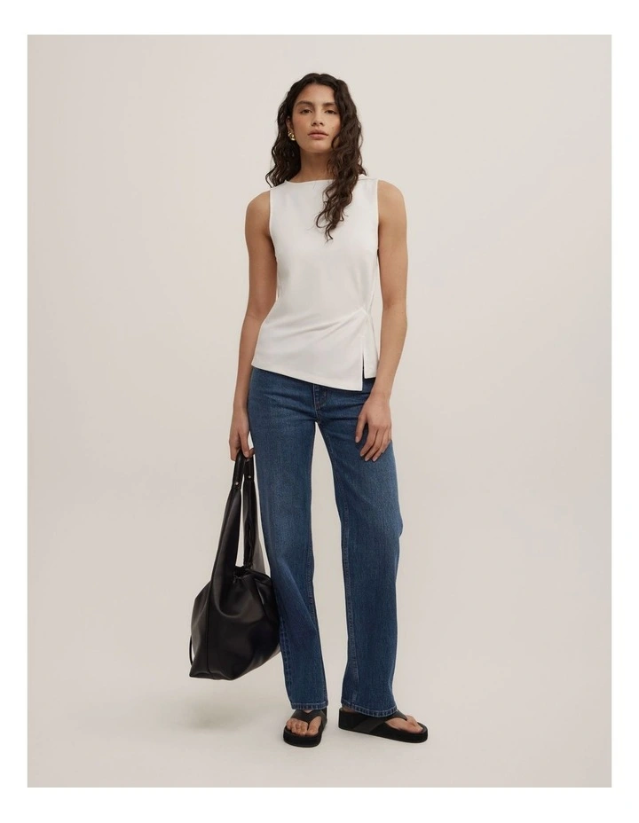 Split Detail Twist Tank in Fresh White image 2