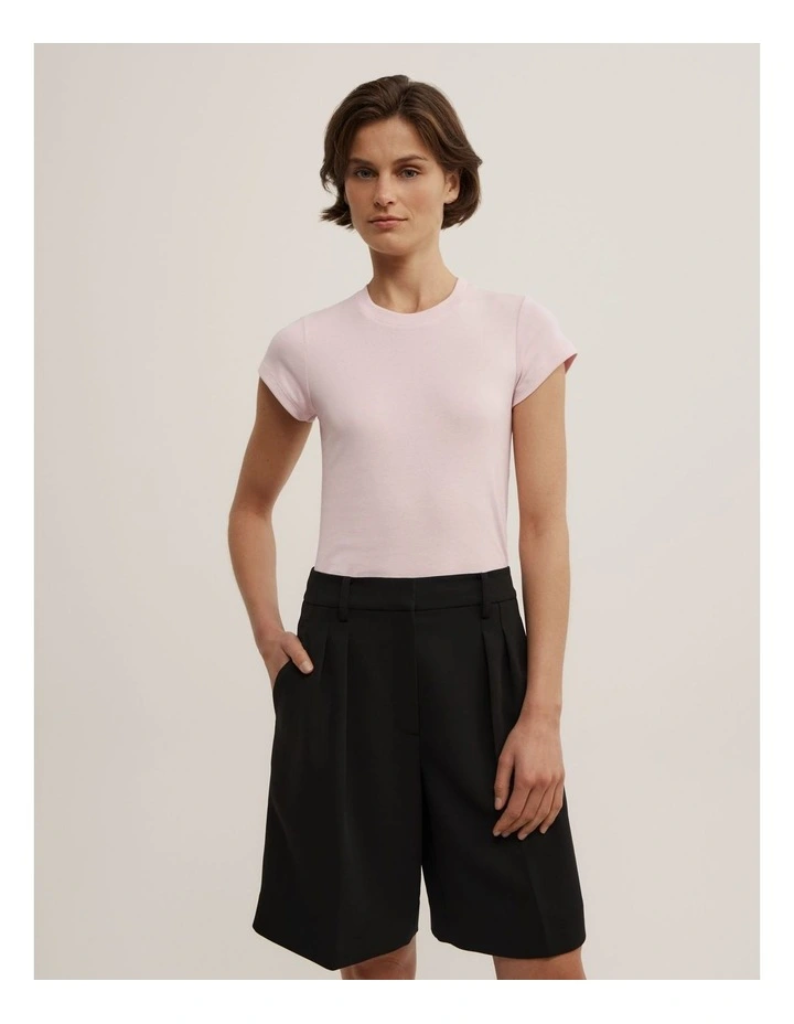 Short Sleeve Fitted T-shirt in Soft Pink image 1