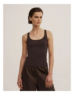 Fine Scoop Neck Tank in Espresso