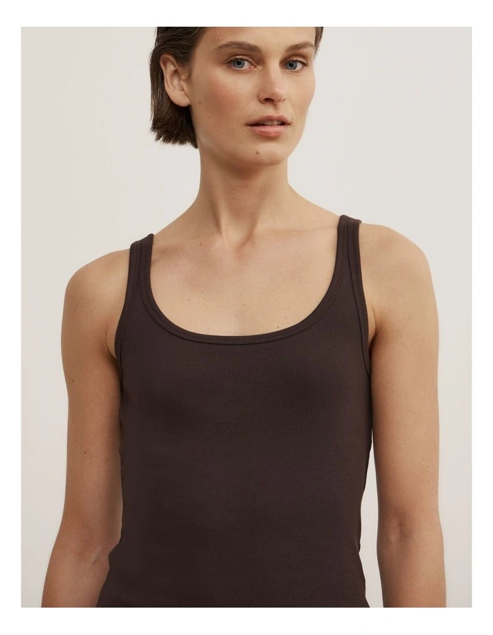 Fine Scoop Neck Tank in Espresso image 3
