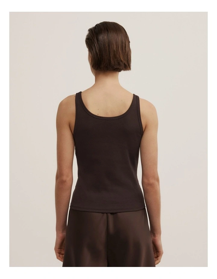 Fine Scoop Neck Tank in Espresso image 4