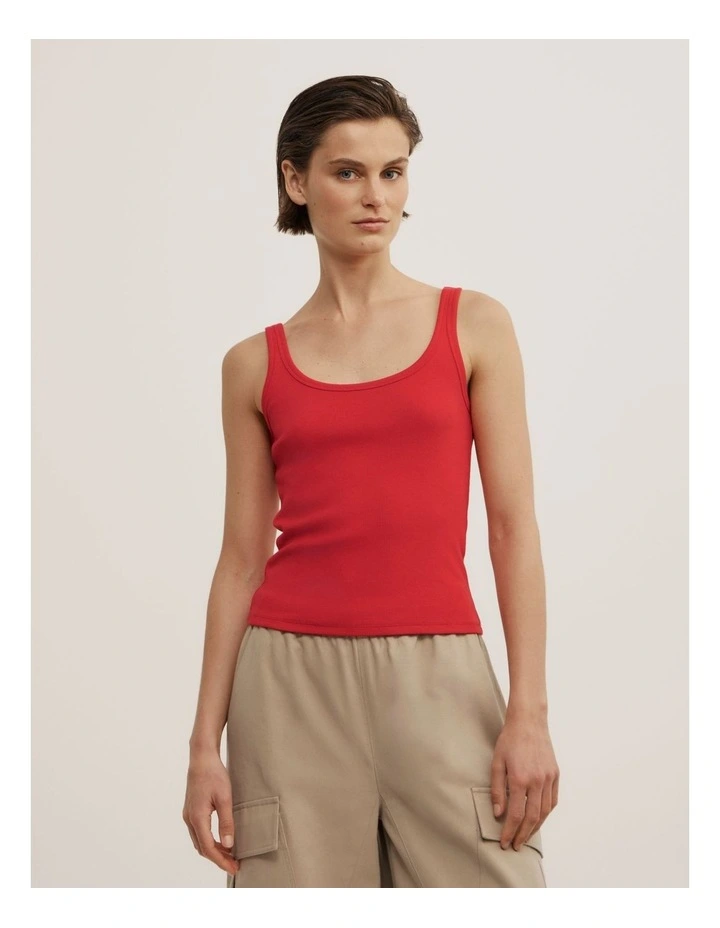Fine Scoop Neck Tank in Scarlet image 1