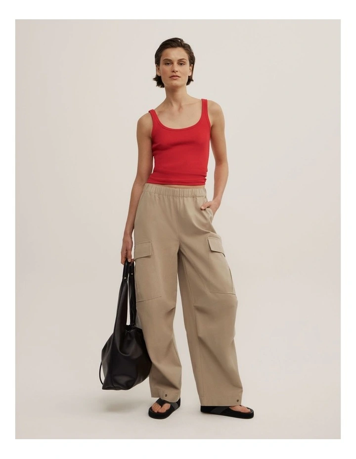 Fine Scoop Neck Tank in Scarlet image 2