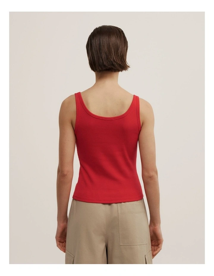 Fine Scoop Neck Tank in Scarlet image 5