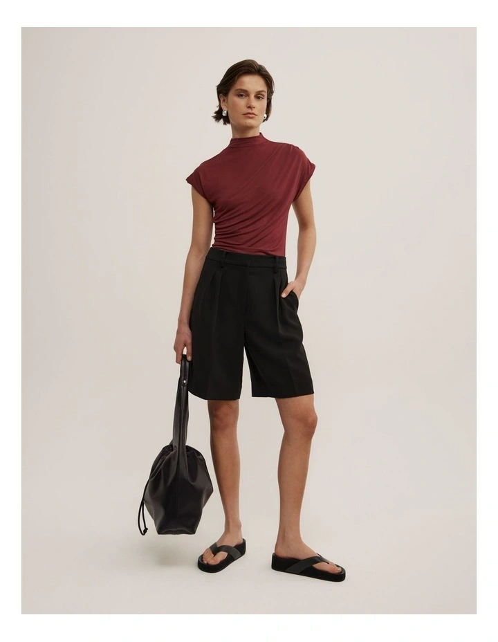 Draped High Neck Top in Rust image 2