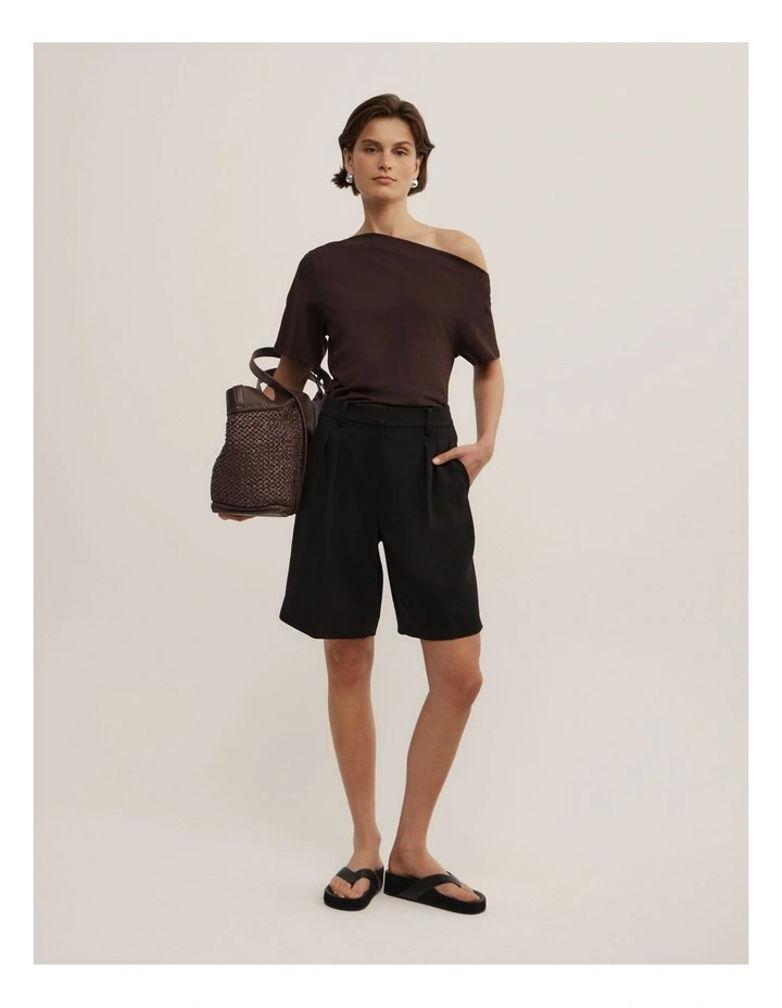 Ruched Asymmetric T-shirt in Espresso image 2