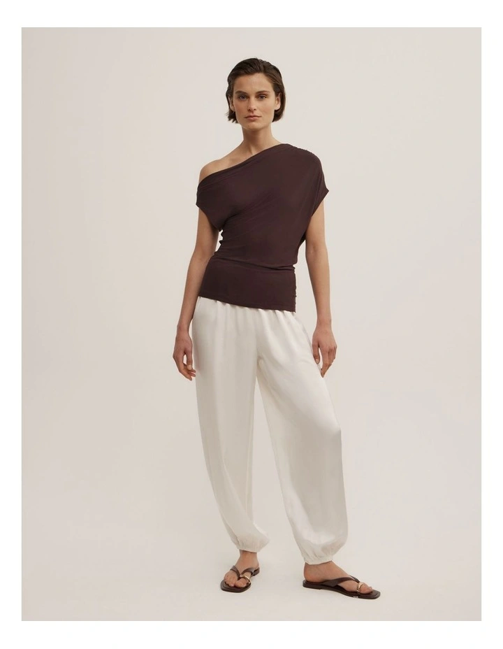 Asymmetric Jersey Top in Espresso image 3