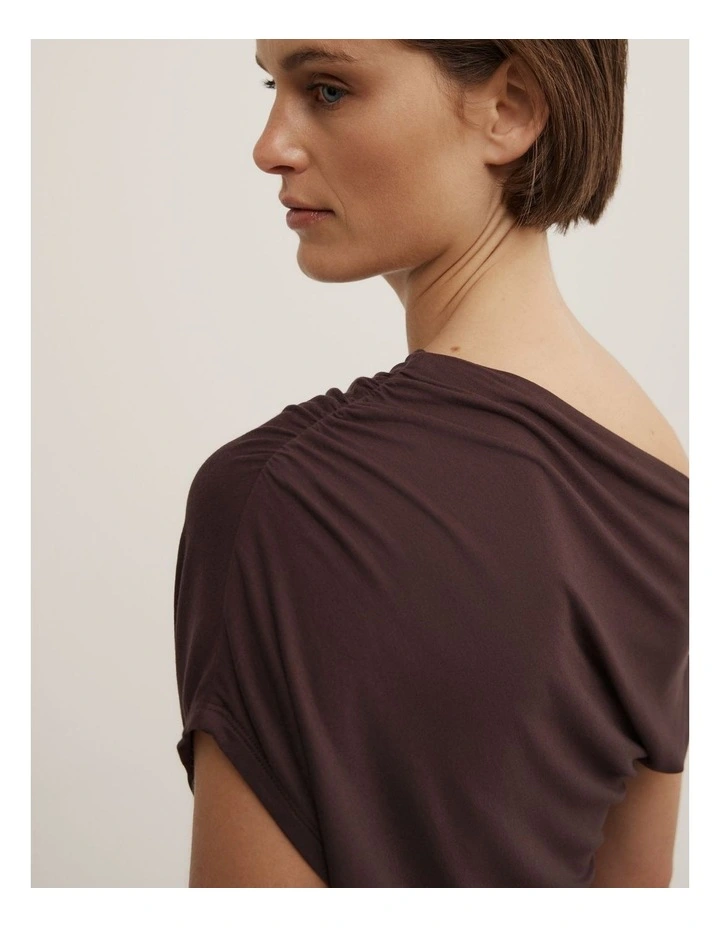 Asymmetric Jersey Top in Espresso image 4