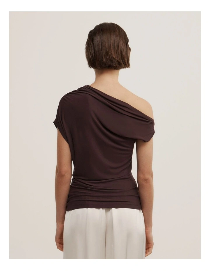 Asymmetric Jersey Top in Espresso image 5