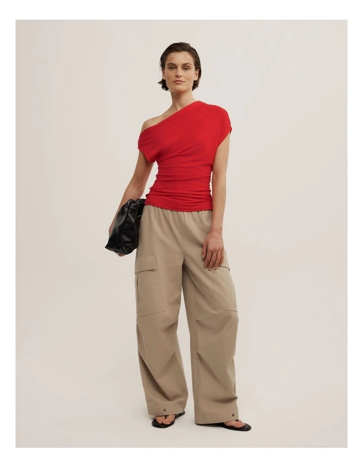 Asymmetric Jersey Top in Scarlet image 2