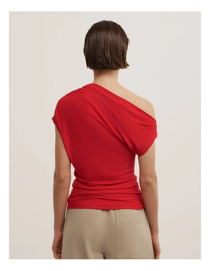 Asymmetric Jersey Top in Scarlet image 4