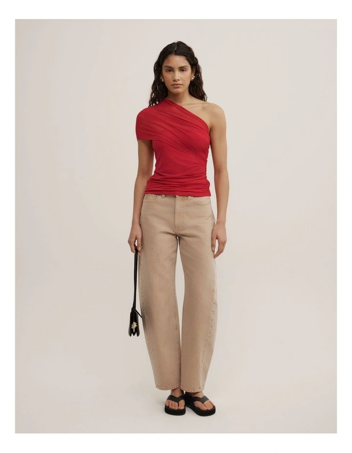 Mesh Overlay Top in Scarlet image 2