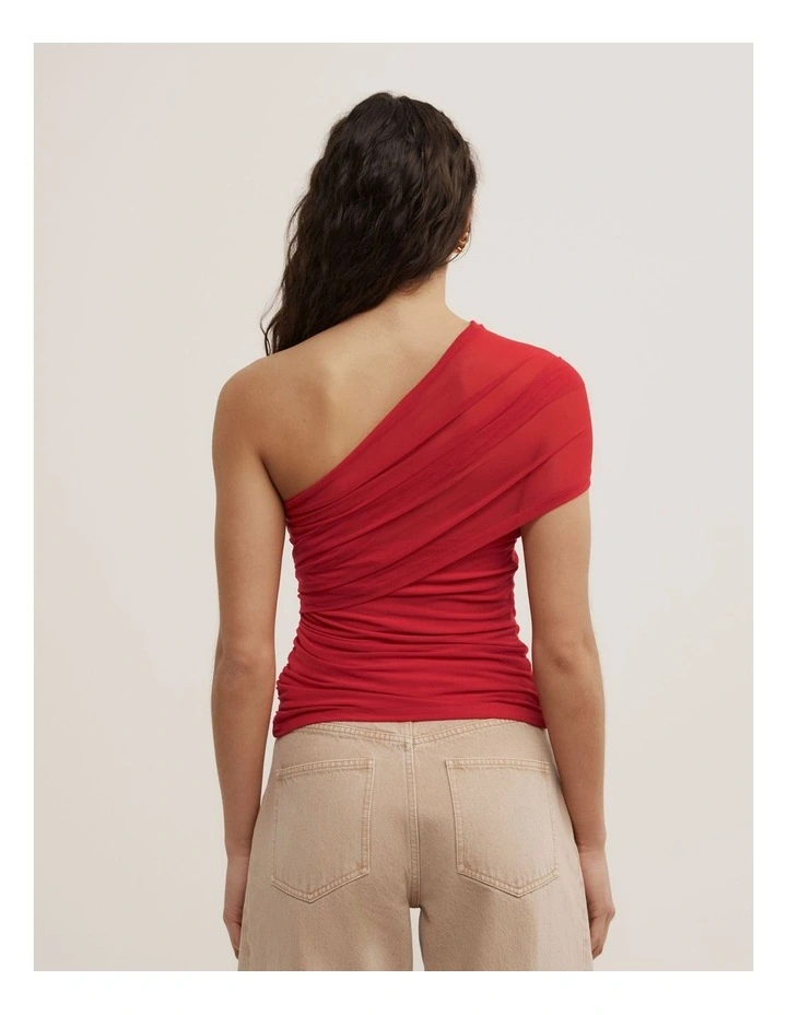 Mesh Overlay Top in Scarlet image 4