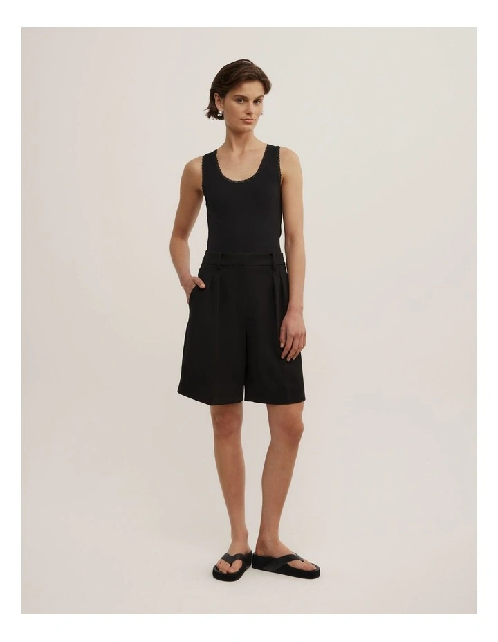 Lace Trim Tank in Black image 2