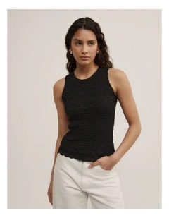 Textured Jersey Tank in Black