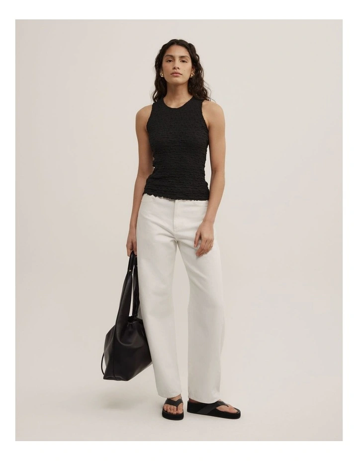 Textured Jersey Tank in Black image 2