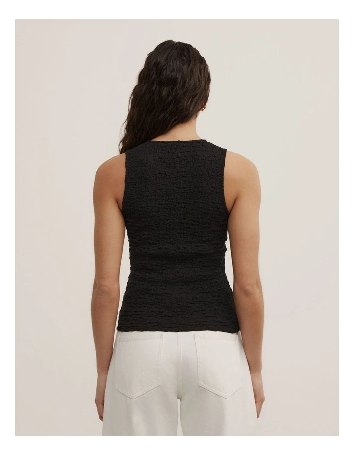 Textured Jersey Tank in Black image 4