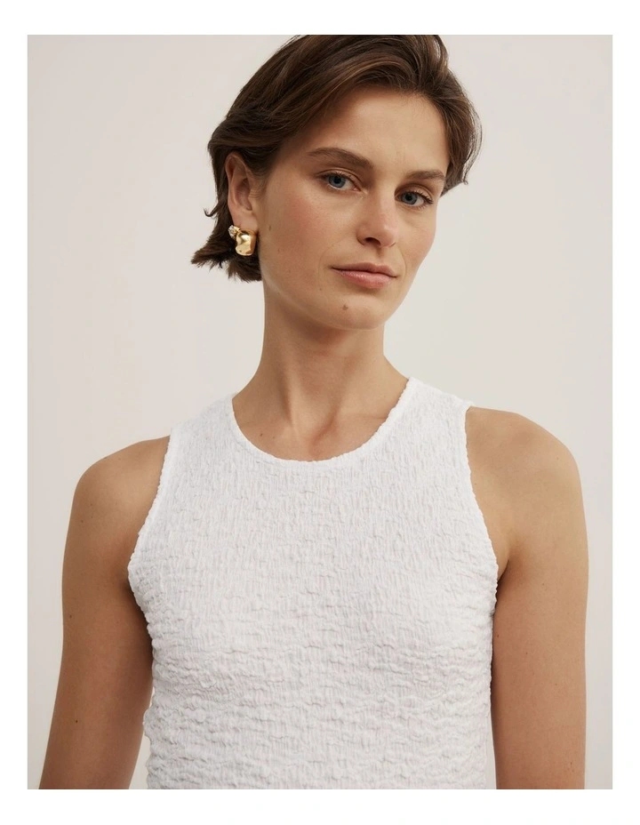 Textured Jersey Tank in Fresh White image 3