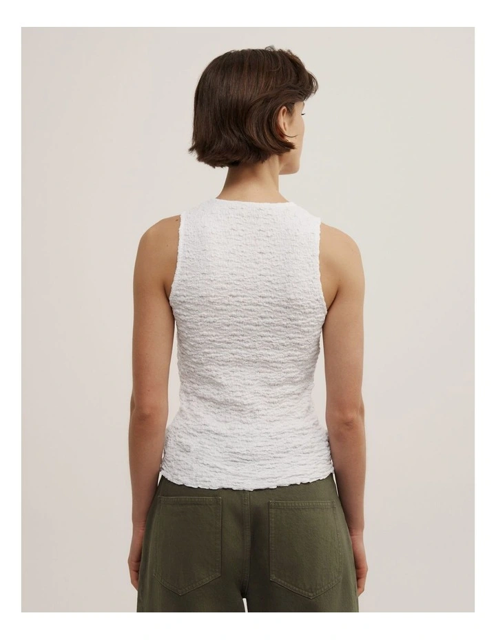 Textured Jersey Tank in Fresh White image 5