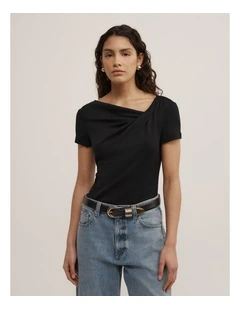 Twist Front T-shirt in Black