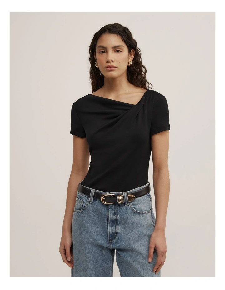 Twist Front T-shirt in Black image 1