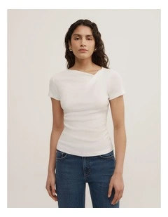 Twist Front T-shirt in Fresh White