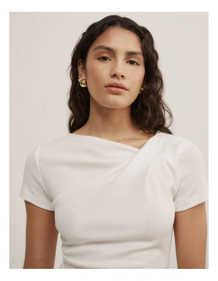 Twist Front T-shirt in Fresh White image 3